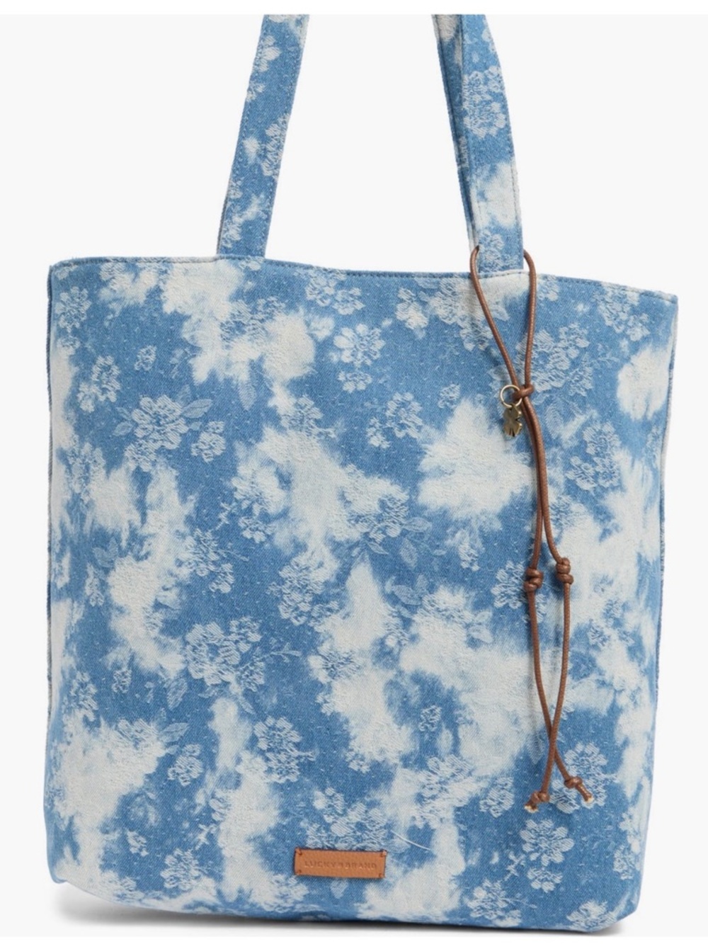 Lucky Brand Blue and White Floral  denim Tie-Dye Canvas Tote